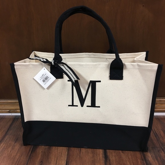 mud pie initial canvas tote